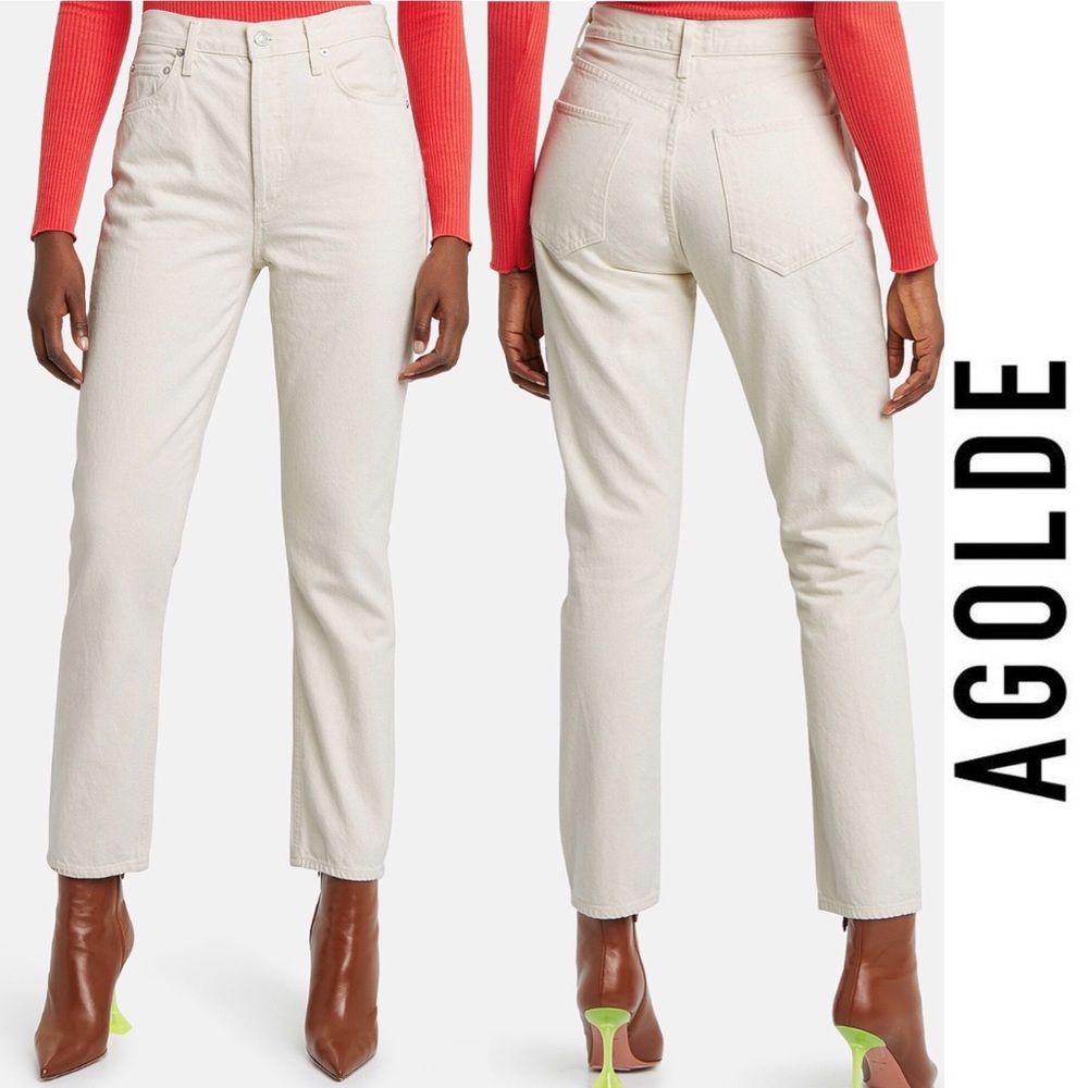 AGOLDE • Hi Rise Straight Fit Button Fly Jeans, 23